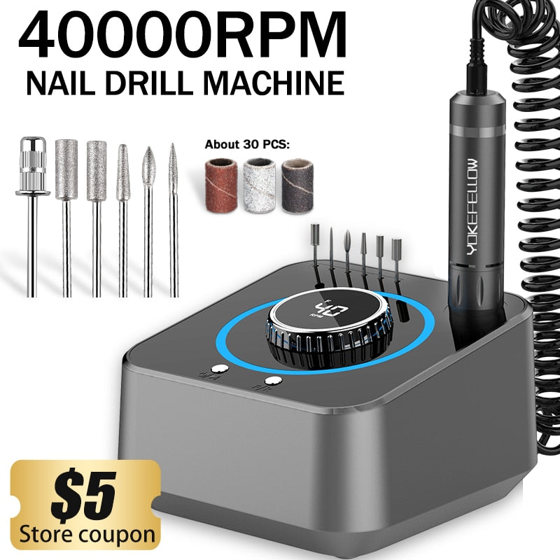 40000RPM Electric Nail Drill Professional Manicure Machine With Brushless Motor Nails Sander Set Nail Salon Polisher Equipment