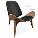 Nordic Massivholz Rückenlehne Wohnzimmer Stühle Lazy Leisure Sessel Haushaltsmöbel Modernes Leder Einzelsofa Shell Chair