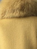 2020 Wool Coat Women Pied De Poule Natural Fox Fur Collar Cashmere Wool Blends Long Outerwear Ladies Streetwear