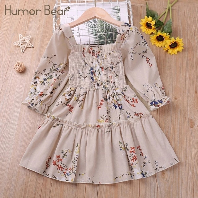 Humor Bear Baby Girls Dress New College Style Student  Spring &amp; Autumn Bow Long Sleeve Dress Kids Clothing Princess Dresses