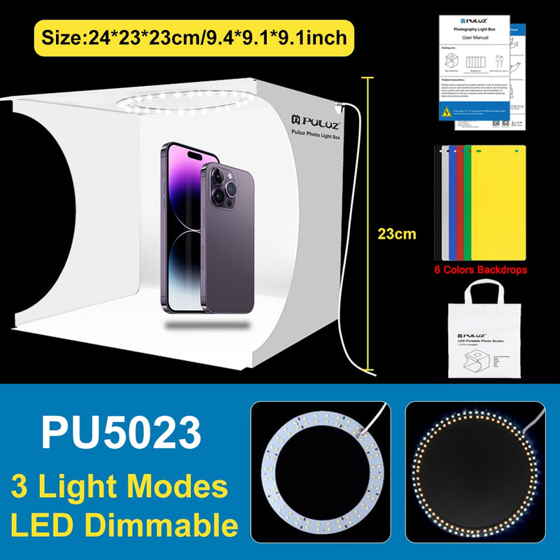 PULUZ 2LED Lightbox Light box Mini Photo Studio Box 1100LM Photography Box Light Studio Shooting Tent Box Kit &amp;6 Color Backdrops