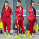 2022 Plus Größe S-4XL 2-teiliges Set Frauen Herbst Kleidung Sweatsuit Joggers Outfit Zip Top Jogginghose Trainingsanzug Großhandel Dropshipping