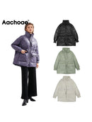 Aachoae Pure Winter Leichte Daunenjacke Damen Dicke Warme Fledermaus Langarm Lose Doudoune Tasche Ultraleichte Entendaunen