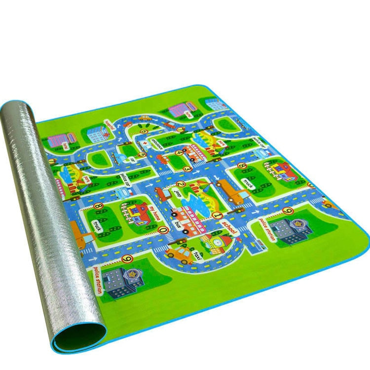 Baby Krabbelmatte Rutschfeste Oberfläche Baby Teppich Spielmatte 0,3 cm Dicke Urban Track Lernmatte für Kinder Game Pad