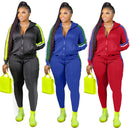 2022 Plus Größe S-4XL 2-teiliges Set Frauen Herbst Kleidung Sweatsuit Joggers Outfit Zip Top Jogginghose Trainingsanzug Großhandel Dropshipping