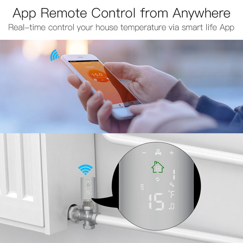 Moes ZigBee3.0 Radiator Actuator Programmable Thermostatic Valve Tuya Temperature Controller 2MQTT Alexa Google Voice Smart App