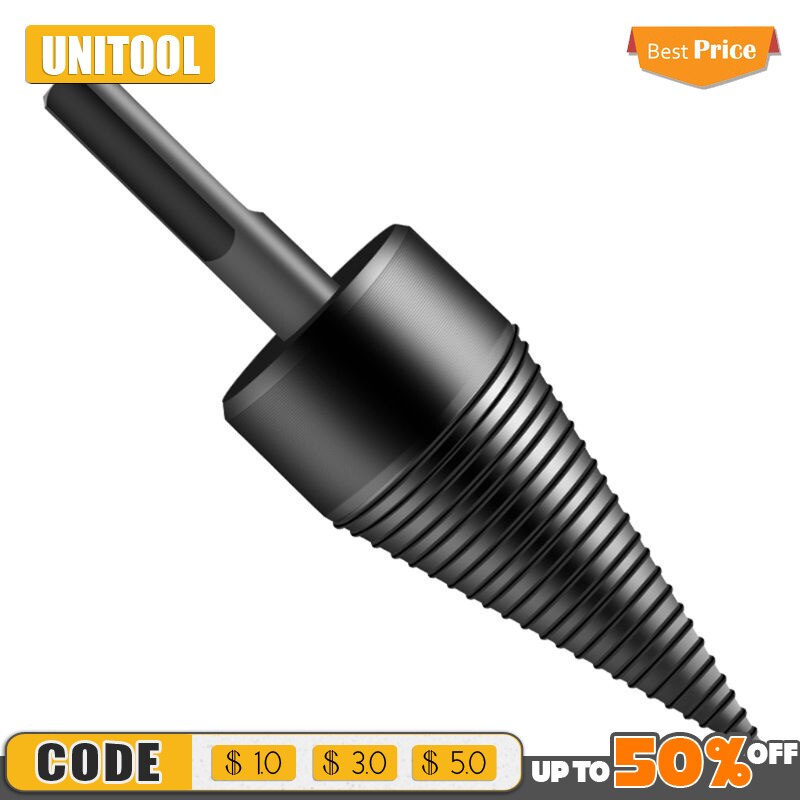 1pc 32mm/42mm HSS Firewood Splitter Drill Bit Round/Hex/Triangle Shank Wood Split Cone Drill Bit Woodworking Tools