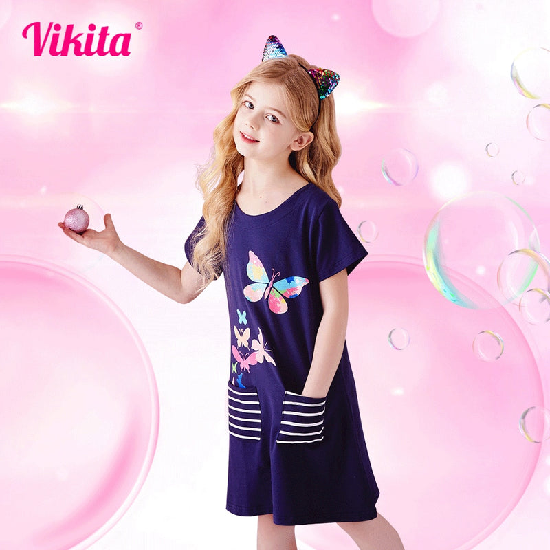 VIKITA Girls Elegant Dress Kids Princess Dress Children Wedding Party Layered Vestidos Girl Tutu Dresses for Girl Cotton Clothes