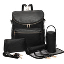 Baby Wickeltasche Rucksack aus massivem PU-Leder Mumie Mutterschaftstasche große Kapazität Reiserucksack Kinderwagentaschen mit Wickelunterlage