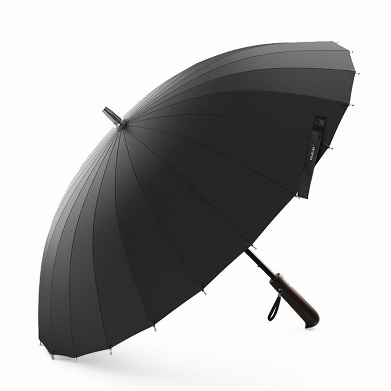 Heißer Verkaufs-Regen-Regen-Frauen 24K starker winddichter Fiberglas-Regen-Regen-Regen-Mann-hölzerner langer Griff-Golf-Regenschirm-Marke Paraguas