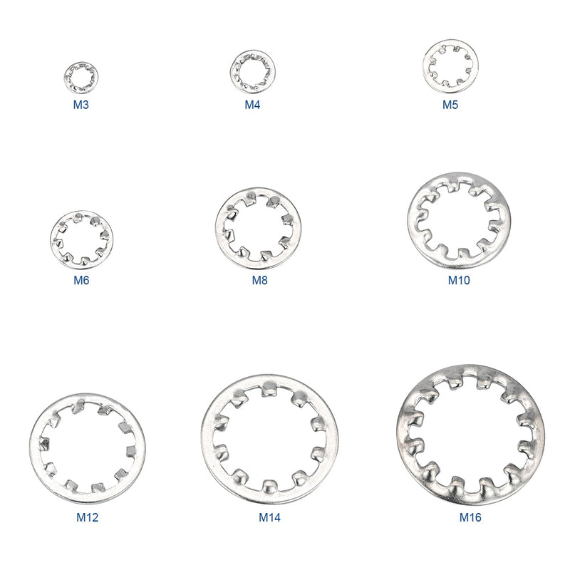 NINDEJIN 410pcs/set internal tooth lock washer assortment kit 304 stainless steel m3 m4 m5 m6 m8 m10 star lock washer DIN6797J