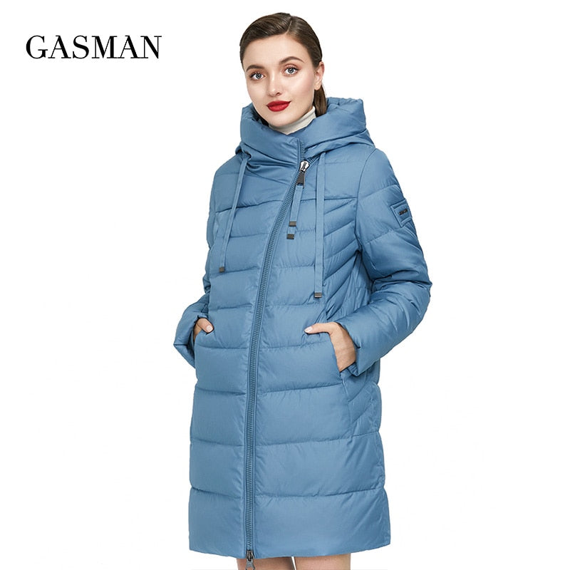 GASMAN 2022, chaqueta larga acolchada de invierno para mujer, abrigo grueso para mujer, Parka con capucha, ropa de algodón de marca cálida para mujer, M-180 de invierno