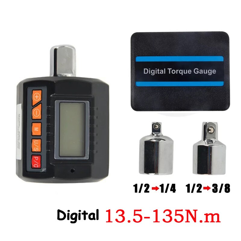 Nuevo adaptador de llave dinamométrica Digital Verison 1/2 "1/4" 3/8 "medidor de par electrónico profesional para reparación de automóviles y bicicletas 0,3-200N.m