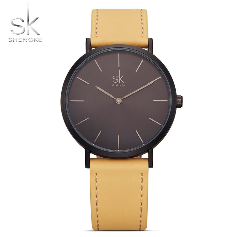 Shengke marca nueva moda estilo Simple superior famosa marca de lujo Reloj de cuarzo mujeres relojes de cuero Reloj Mujer Zegarek Damski