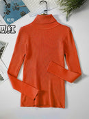 2022 suéteres básicos de cuello alto para mujer, suéter grueso y cálido para otoño e invierno, Tops ajustados, suéter de punto acanalado, Jersey suave para mujer