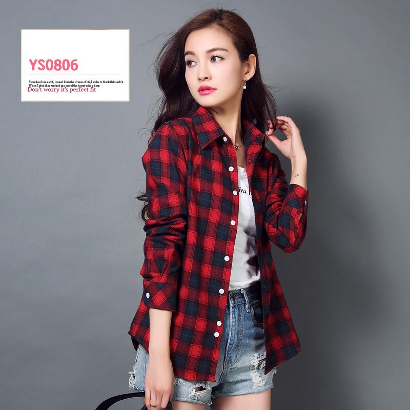 S-4XL Frauen Baumwollhemd Frühling Herbst Winter 2022 Neue Casual Langarm Gebürstet Plaid Streifen Shirts Mädchen Tops Bluse Weiblich