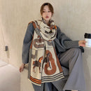 Luxus Winter Kaschmir Schal Frauen 2022 Design Warme Pashmina Decke Pferd Schals Weibliche Schal Wraps Dicken Foulard Bufanda