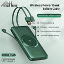 PINZHENG 20000 mAh Wireless Charger Power Bank Eingebaute 4 Kabel 10000 mAh Powerbank Tragbares externes Ladegerät für iPhone