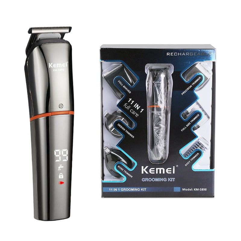 KEMEI Elektrischer Haarschneider LED-Anzeige für Männer Professioneller Haarschneider USB-Aufladung Wiederaufladbare Haarschneide-Bartmaschine
