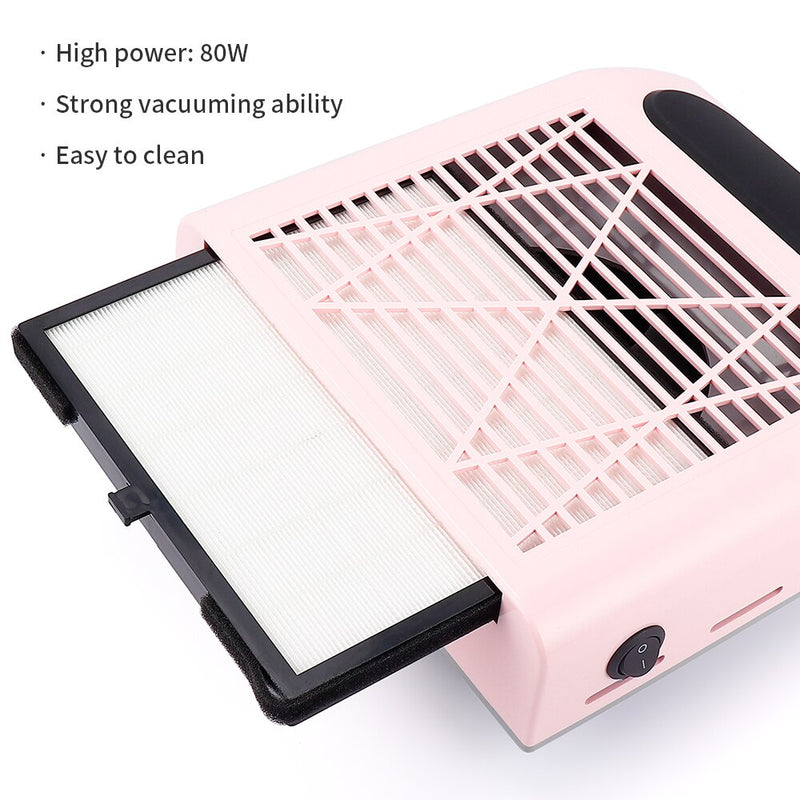 80W Nail Dust Suction Collector Fan Vacuum Cleaner Manicure Machine Tools Strong Power UV Gel Polish Dust Fans Art Equipment