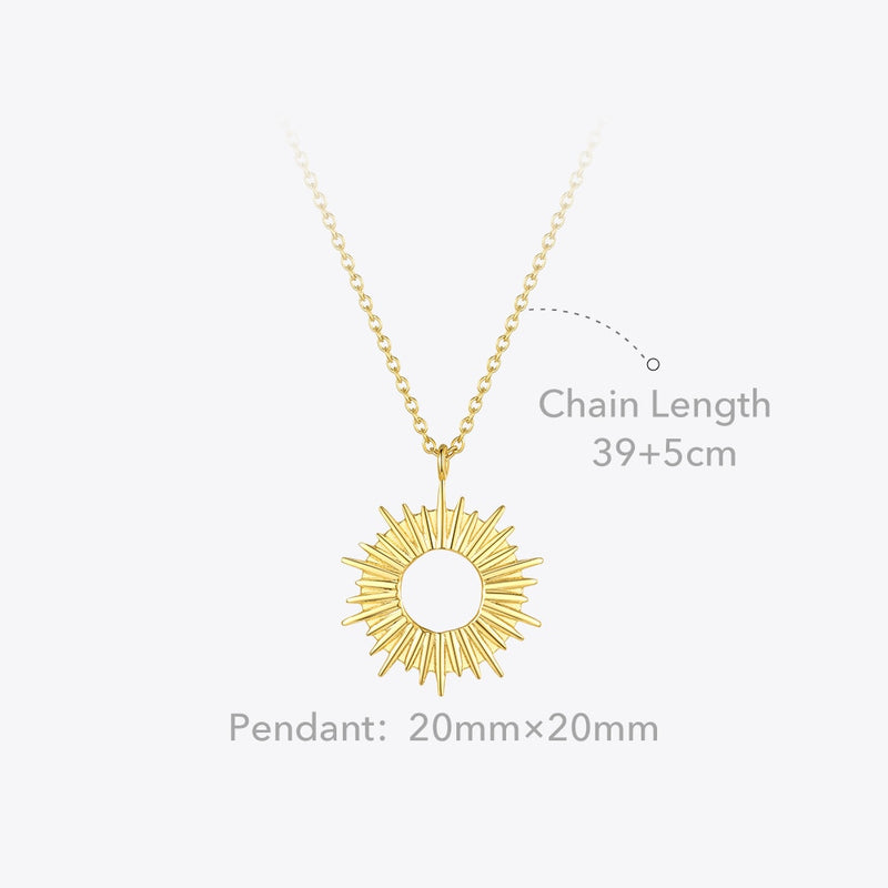 ENFASHION Sunshine Pendant Necklace Stainless Steel Gold Color Hollow Circle Sun Necklaces For Women 2020 Fashion Jewelry P3089