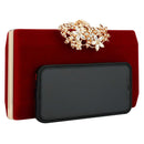 European fashion Noble Lady Rhinestone Evening Clutch Tote Bag Burgundy Black Gold Solid Women Shoulder Chain Suede Surface