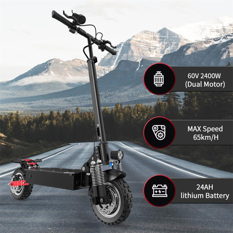 EU STOCK 60V 2400W Electric Scooter Adult X-Tron T10+ 24Ah Dual Motor E Scooter Max Speed 65KM/H NO VAT