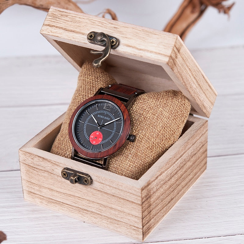 BOBO BIRD, relojes de madera para amantes, conjunto de marca superior de lujo, elegante reloj para mujer, grandes regalos para hombres, reloj Masculino