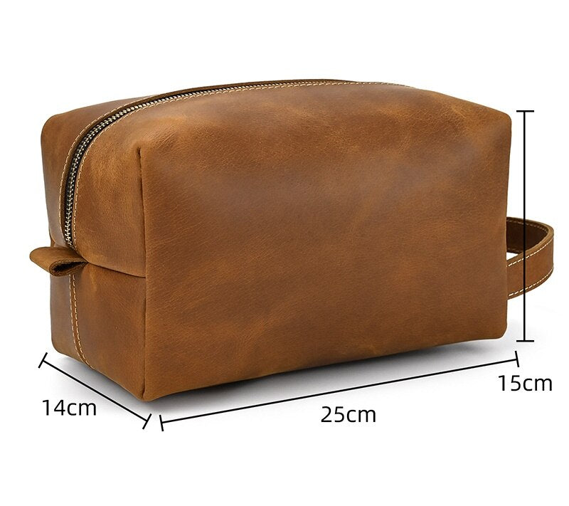 MAHEU High Quality Small Travel Bag Crazy Horse Leather Travel Wallet Storage Bag Washing Make Up Bag For Travel toiletry bag