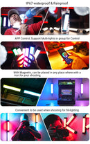 LUXCEO P200 RGB Video Light Baton IP67 Wasserdichte APP-Steuerung Eingebauter starker magnetischer LED-Fotografie-Beleuchtungsstab für Tiktok