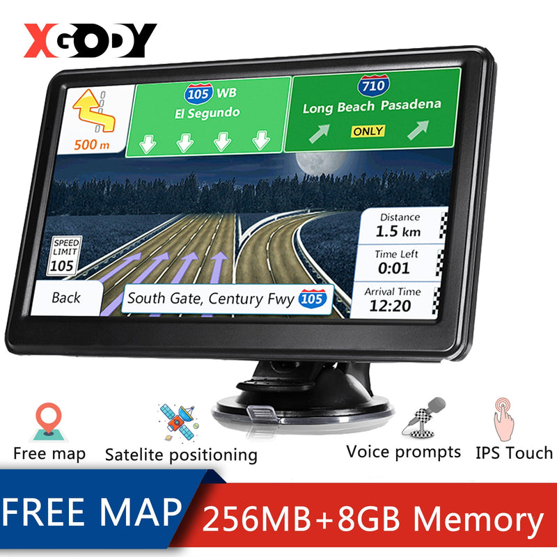 XGODY 7-Zoll-HD-Bildschirm Auto-Navigationssystem GPS-Fahrzeug 8 GB Auto-GPS-Navigation Sprachansagen LKW-Navigation Amerika Kostenlose Karte 2022