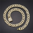 Necklace +Watch+Bracelet Hip Hop Miami Curb Cuban Chain Gold Color Iced Out Paved Rhinestones CZ Bling Rapper For Men Jewelry