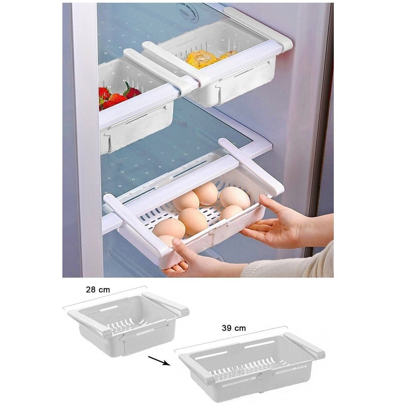 Cocina refrigerador organizador cesta contenedor cajón caja de almacenamiento ajustable cajón retráctil ahorro de espacio estante deslizante para nevera