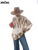 Aproms Multi Gestreifte Gestrickte Weiche Pullover Frauen Herbst Winter Lange Pullover Pullover Streetwear Lose Oberbekleidung 2022