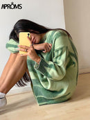 Aproms Multi Gestreifte Gestrickte Weiche Pullover Frauen Herbst Winter Lange Pullover Pullover Streetwear Lose Oberbekleidung 2022