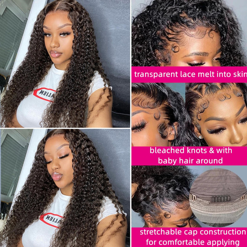 13x4 Curly Human Hair Wig Kinky Curly Lace Front Wigs For Women Transparent Lace Frontal Human Hair Wigs Deep Wave Frontal Wig