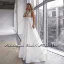 Lakshmigown Robe Satin Boho Hochzeitskleid 2022 Vestidos V-Ausschnitt Pailletten Perlen Sexy Brautempfang Hochzeitskleider Offener Rücken