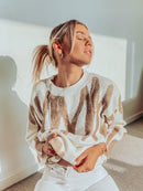 Aproms Eleganter grüner gestreifter Druck Pullover Frauen Winter O-Ausschnitt lose lange Pullover Streetwear warme Oberbekleidung 2022