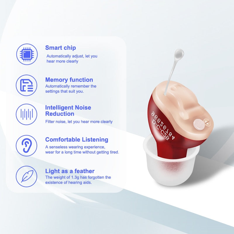 Hearing Aids Audifonos T12 for Deafness/Elderly Adjustable Micro Wireless Mini Size Invisible Hearing Aid Ear Sound Amplifier
