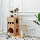 Schnelle Lieferung Haustier Kratzbaum Haus Turm Eigentumswohnung Holz Katze Kratzen Sisalüberzogene Kratzbäume Pads mit Spielball für Katzen Kätzchen