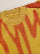 Aproms Eleganter grüner gestreifter Druck Pullover Frauen Winter O-Ausschnitt lose lange Pullover Streetwear warme Oberbekleidung 2022