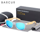 BARCUR Classic Bamboo Sunglasses Wood Transparent Plastic Frame Women Men Polarized Sun Glasses With Box Free