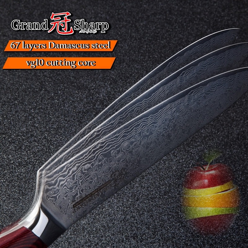 GRANDSHARP, cuchillo japonés de Damasco de 67 capas, cuchillo de Chef Damasco de 8 pulgadas, hoja de VG-10, cuchillos de cocina de Damasco, mango Pakka PRO, nuevo