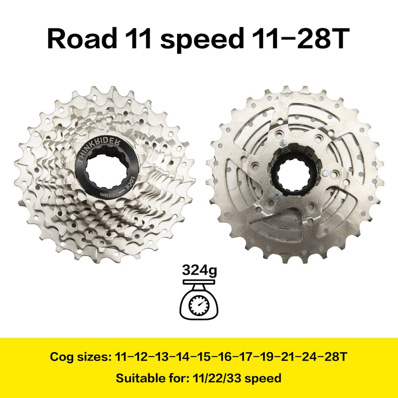 ThinkRider Road Bike 9 10 11 Speed Velocidade 28T/32T Bicycle Cassette Freewheel MTB Sprocket for SHIMANO A1 X7 X5