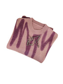 Aproms Korean Fashion Khaki Stripes Print Loose Sweaters Women Winter Hip-Pop Long Pullovers Streetwear Outerwear 2022