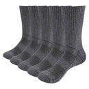 YUEDGE Herren 5 Paar/Pack Leistung Baumwolle Feuchtigkeitstransport Sport Wandern Workout Training Kissen Crew Socken Größe 37-46 EU