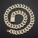 Halskette + Uhr + Armband Hip Hop Miami Curb Kubanische Kette Goldfarbe Iced Out Gepflasterte Strasssteine ​​CZ Bling Rapper Für Herrenschmuck