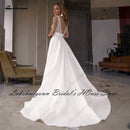Lakshmigown Robe Satin Boho Hochzeitskleid 2022 Vestidos V-Ausschnitt Pailletten Perlen Sexy Brautempfang Hochzeitskleider Offener Rücken