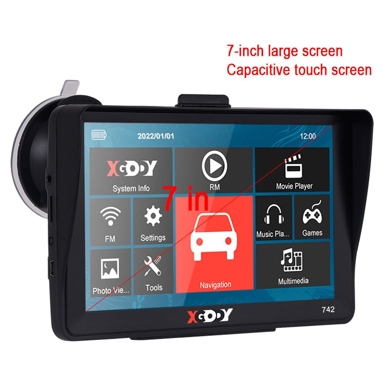 XGODY 7 Zoll Auto LKW GPS Navigation Auto GPS Auto Navigator Sat Nav Bluetooth 256M+8GB 742 Touchscreen Kostenloses Update Karte 2022