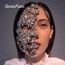 Stonefans Mode Halloween Halbgesichtsmaske Strass Schmuck für Frauen Bling Silber Farbe Blatt Gesichtsmaske Kristall Tanz Schmuck